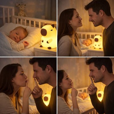 Famille-contente-car-bebe-veilleuse-est-pratique