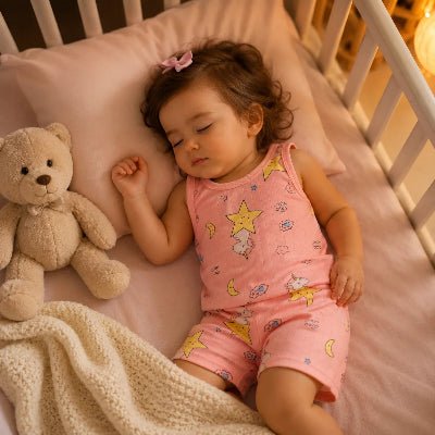 Pyjama-bébé-fille-sans-manches-adaptée-aux-périodes-estivales